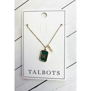 NEW NWT Talbots Gold and Pearl Initial H Necklace $59.50 Retail